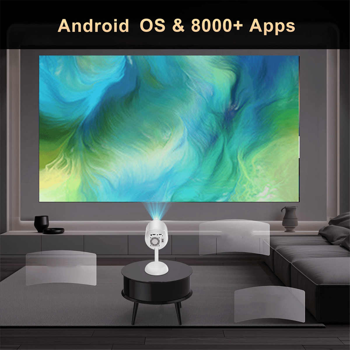 Smart Android Dual Band 2.4G 5G Wifi Projector Support 4K 1080P HD 3D Movie Freestyle Ceiling Home Theater US Plug