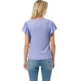 thumbnail image 5 of Made by Olivia Women's Ruffle Short Sleeve Button Down V- neck Textured Knit Top, 5 of 5