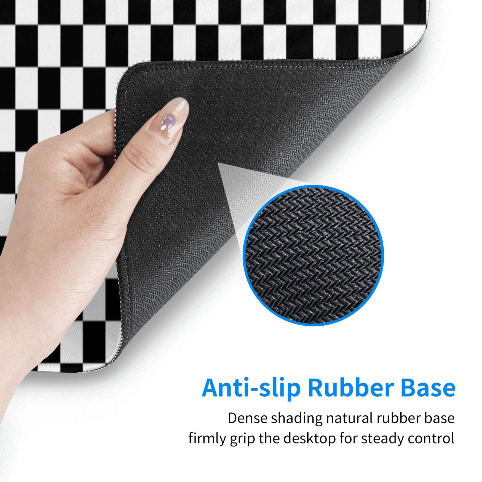 Large Gaming Mouse Mat Black White Checkered Pattren Long Extended Mousepad Desk Mat Non-Slip Rubber Micepads (31.5 X 11.8 Inches)\r\n