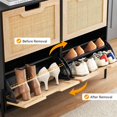 thumbnail image 4 of Homhougo Natural Rattan Shoe Cabinet with 4 Flip Drawers, Freestanding Hidden Shoe Storage with Metal Legs for Entryway and Hallway, Adjustable Shelves for Heels, Boots, and Sneakers, 4 of 7