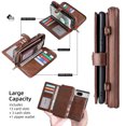 thumbnail image 6 of Allytechgroup Google Pixel 8 Wallet Case, PU Leather 13 Cards Holder Large Space Zipper Pocket Detachable Back Cover Shoulder Strap Lanyard Shockproof Phone Case for Google Pixel 8, Brown, 6 of 8