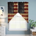 thumbnail image 6 of Vintage American Flag Kitchen Window Curtains, Swag Curtains Valance for Bedroom Living Room Bathroom, Farmhouse Shabby Retro Red Blue Rod Pocket Window Curtain Block Drapes 2 Panels 36"x45", 6 of 9