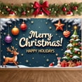 thumbnail image 5 of Colorful Ornaments Christmas Banner Christmas Tree Merry Christmas Banner Reindeer Design Snowflake Pattern Holiday Banner for Christmas Party Holiday Decoration Indoor Celebration, 5 of 8