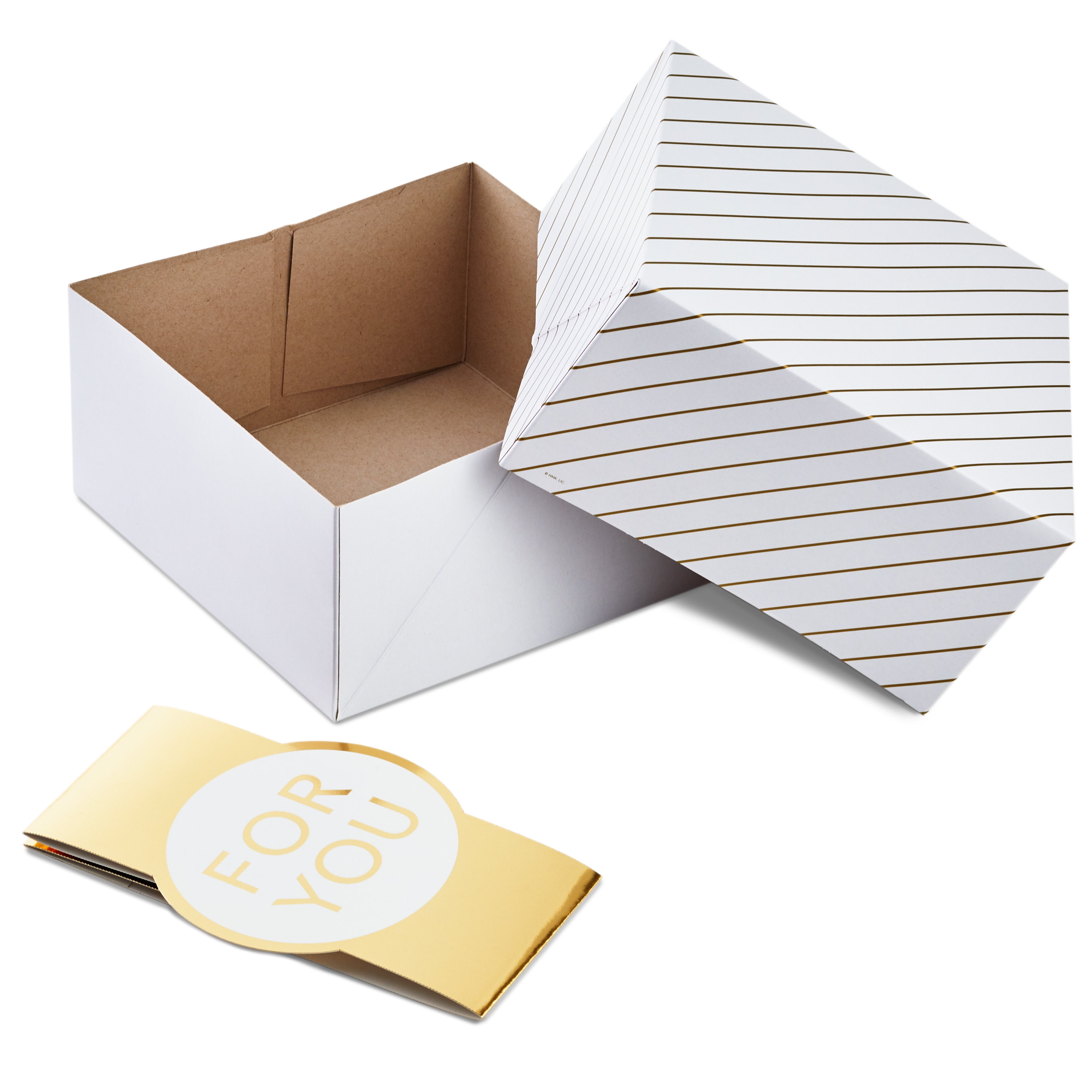Hallmark Christmas Multi-color Paper Medium Gift Boxes, with Wrap Bands (2 Count) 8" x 8"