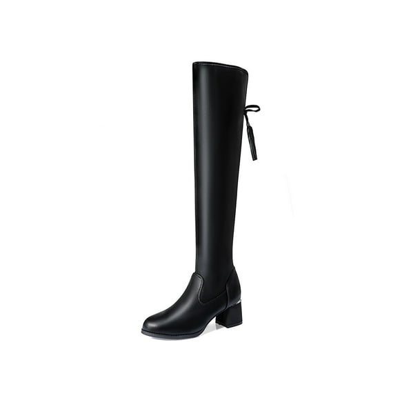 Woobling Ladies Over The Knee Boots Thigh High Boot Tall Winter Shoes Non Slip Dress Black 7
