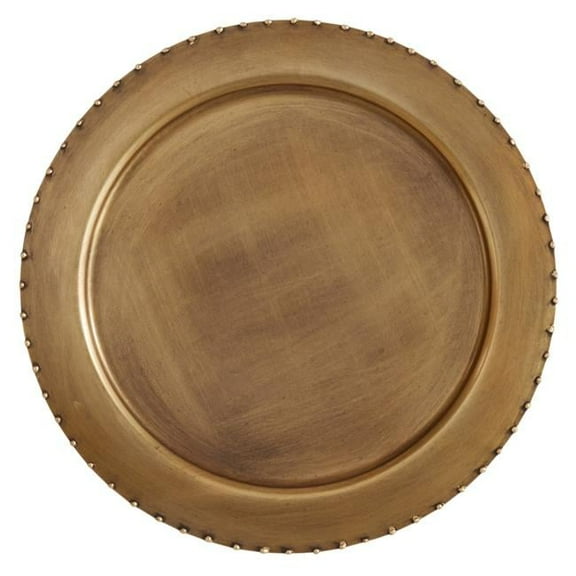 Saro Lifestyle Dot Rim Metal Charger Plates (Set of 4) Gold