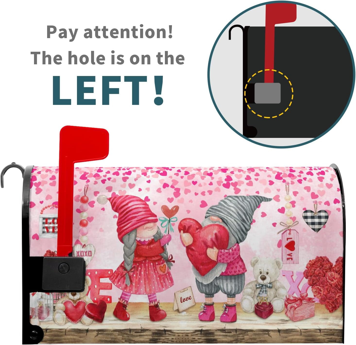 Valentines Day Mailbox Cover Magnetic Standard Size 21x18 Inch Red Pink Love Hearts Holiday Decorative Mail Box Post Covers Sweet Anniversary Letter Box Wraps for Home Outdoor Garden Yard Decor