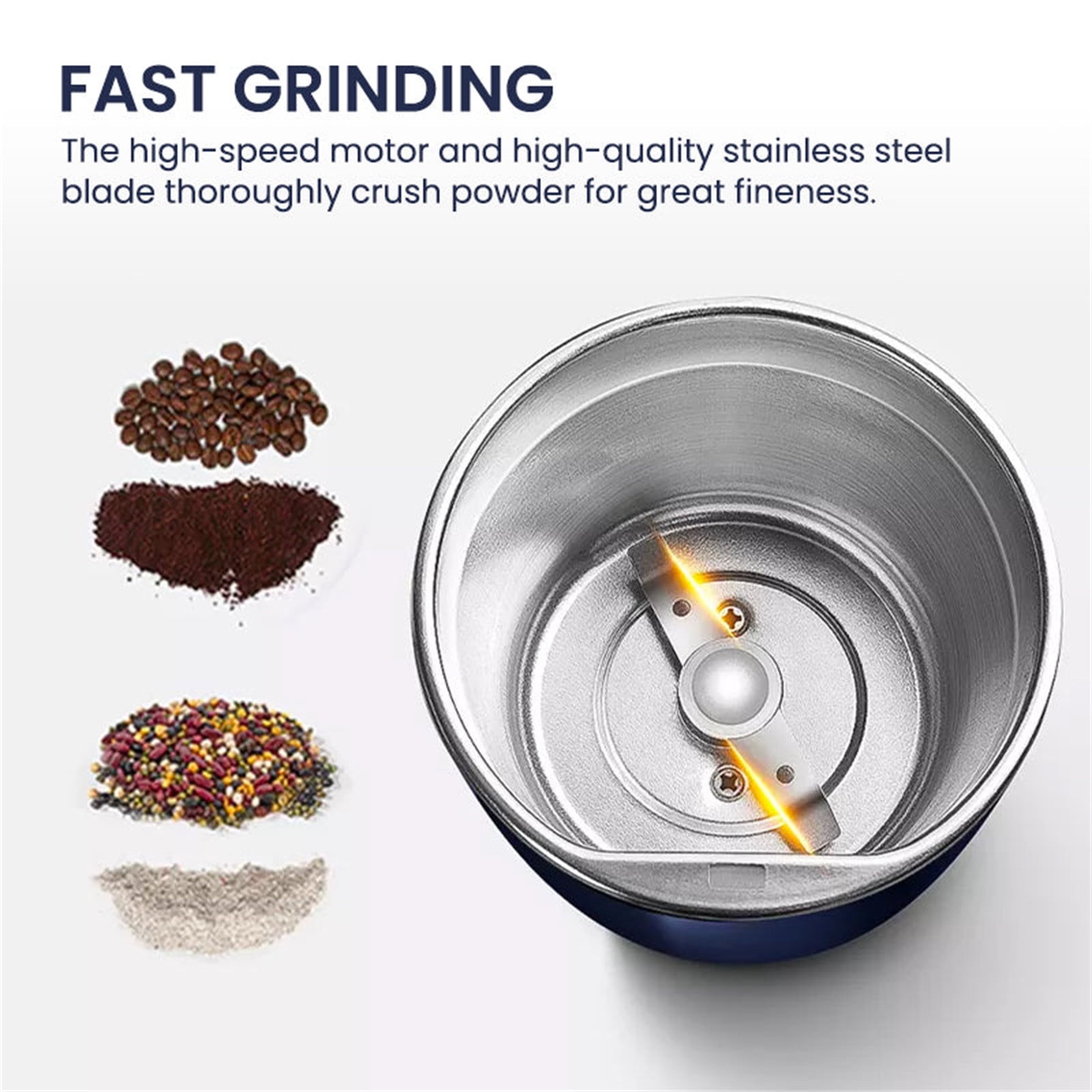 sdhkgrrt Coffee Grinder, 200W Electric Spice Grinder for Coffee Beans Herbs Nuts, Stainless Steel Blades Grinder for Fine Powder, Kitchen Grinder for Spices Pepper Seeds, Portable Grinder with