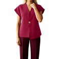 thumbnail image 1 of Gpoecd Débardeurs à Col en V pour Femmes Mode Débardeur Polyvalent Coupe Ajustée Design Asymétrique Camisole Décontractée pour Usage Quotidien Camisoles pour Femmes Rouge,P, 1 of 4