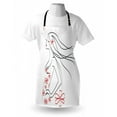thumbnail image 3 of Girls Apron Young Girl in Dress with Flower Ornamentals Butterfly Blowing Hair Art, Unisex Kitchen Bib Apron with Adjustable Neck for Cooking Baking Gardening, Charcoal Grey Vermilion, by Ambesonne, 3 of 3