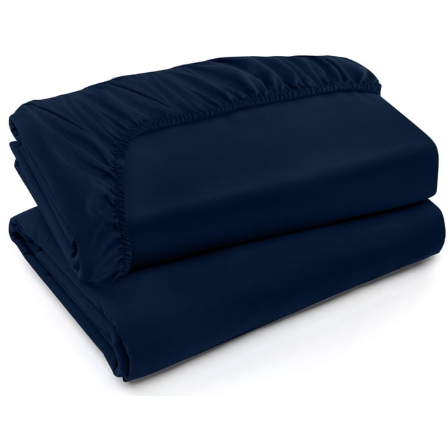 Sábana bajera ajustable Utopia Bedding de microfibra cepillada, color azul marino, 2 unidades