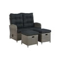 thumbnail image 2 of Ensemble Osier / Rotin Monaco avec Banc Inclinable et Deux Poufs en Gris, 2 of 4