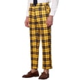 thumbnail image 5 of INSPIRE CHIC Men's Classic Plaid Dress Flat Front Checked Office Prom Trousers 38 Yellow, 5 of 6
