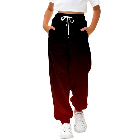 UACY Teen Girls Sweatpants Baggy High Waist Joggers with Pockets Workout Gym Sweat Pants Athletic Lounge Trousers 