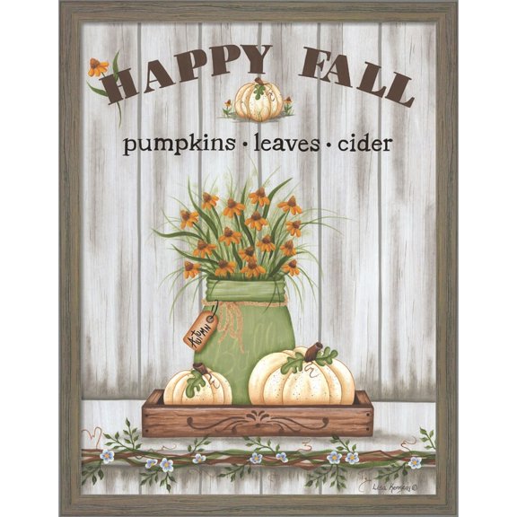 Great Art Now Happy Fall by Lisa Kennedy, Framed Wall Art, 13W x 17H