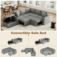 thumbnail image 4 of Harper & Bright Designs Sectional Sofa with Pull Out Bed, Convertible Sofa Sleeper with USB, Modular L-shaped Sofa with Movable Storage Ottoman for Living Room, Gray, 4 of 20