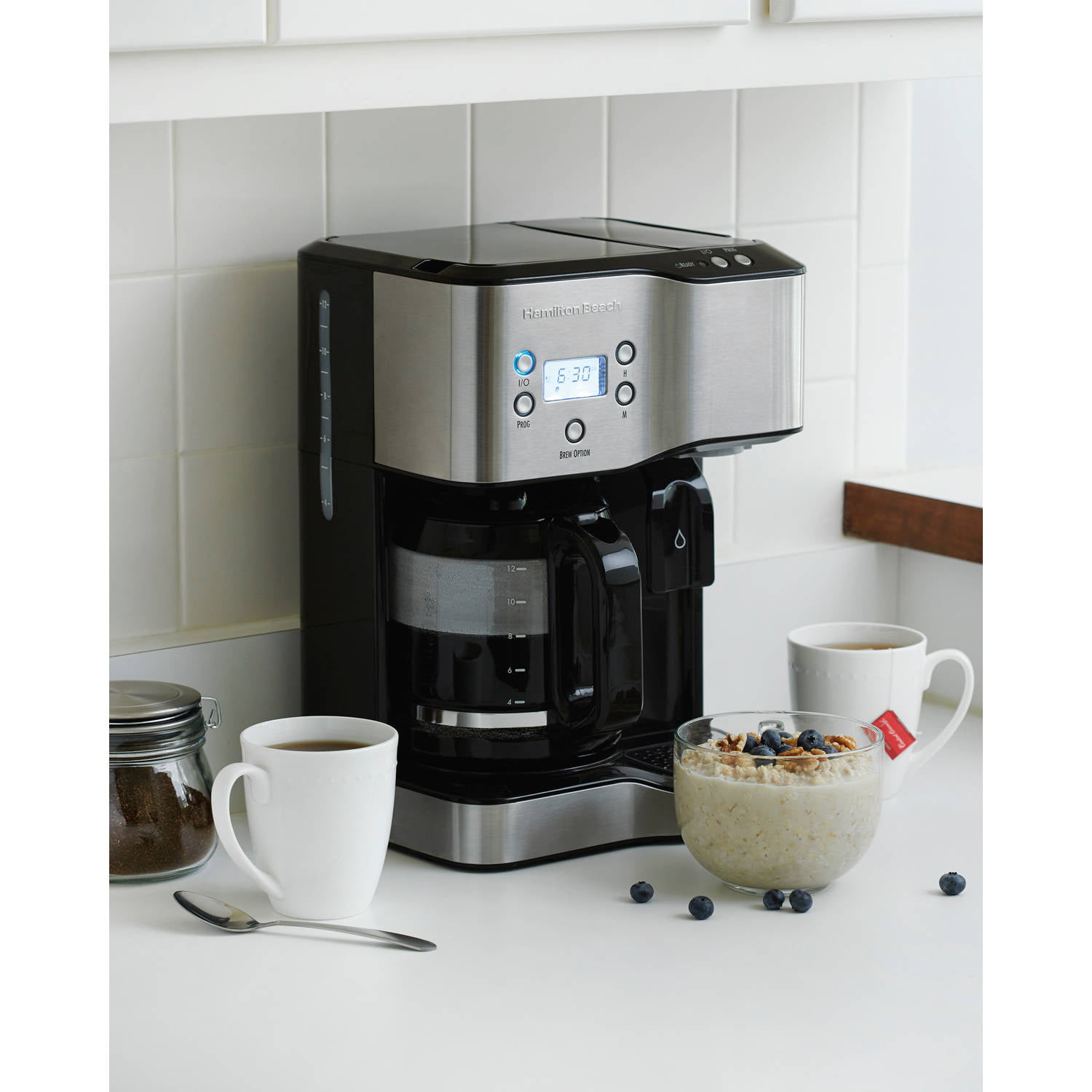 Hamilton Beach Commercial 43254V 12 Cup Programmable Coffee Maker w/  Anodized Hot Plate Black/Silver 2 Per Case Price Per Each