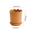thumbnail image 3 of Plastic Flower Pot with Drainage Hole and Saucer, 6 Inch Decorative Resin Planter with Petal Rim, Frosted Indoor Outdoor Plant Pot for Houseplants, Succulents, Herbs, 3 of 6