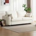 thumbnail image 3 of CHIC HOUSE Queen Sleeper Sofa Bed with Mattress, Pull Out Couch with USB Charging, Cup Holders & LED Light, Convertible Chenille Loveseat for Living Room RV Small Spaces, White, 3 of 11