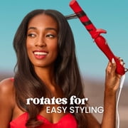 Beachwaver B-Series Ceramic Rotating Curling Iron, Red Glitter, 1.25 inch