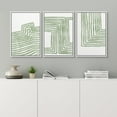 thumbnail image 3 of Wall26 Framed Prints Canvas Wall Art Set of 3 Sage Green Stripe Polygon Pattern Collage Abstract Geometric Illustrations Decorative Bohemian Multicolor Home Wall Decora - White 16"x24"x3, 3 of 5