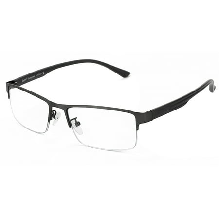Cyxus Semi-Rimless Blue Light Blocking Computer Glasses Anti Eye Strain UV400, Metal Black Rectangle Frame Gaming Eyewear