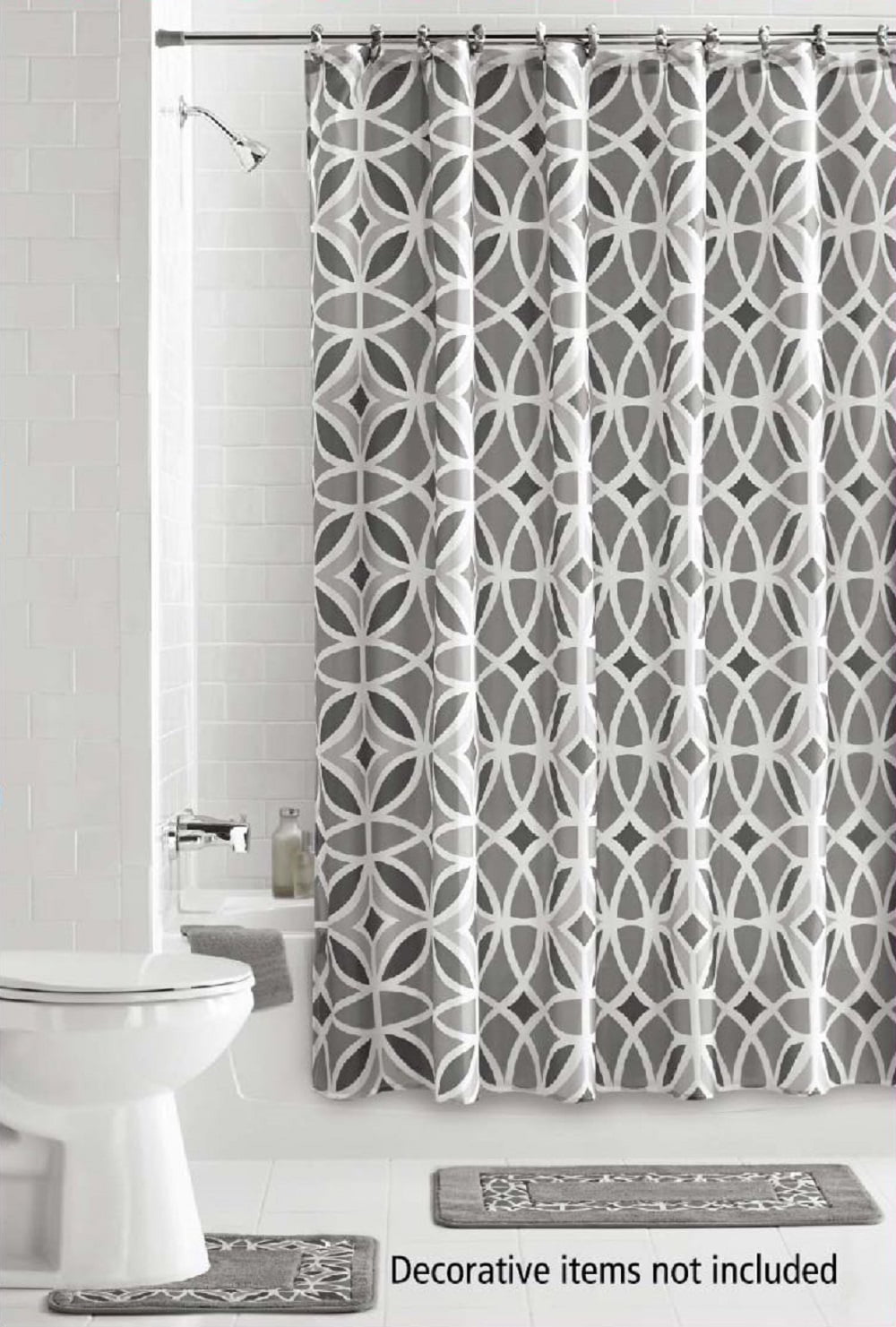 15 Piece Bath Set 2 Gray Bathroom Mats, Grey Bathroom Shower Curtains