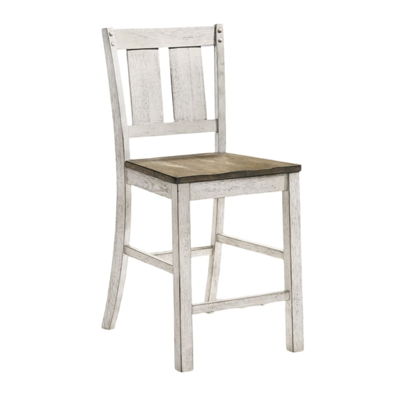 JUYG 2-Pack Antique White Farmhouse Counter Chair, Slat Back