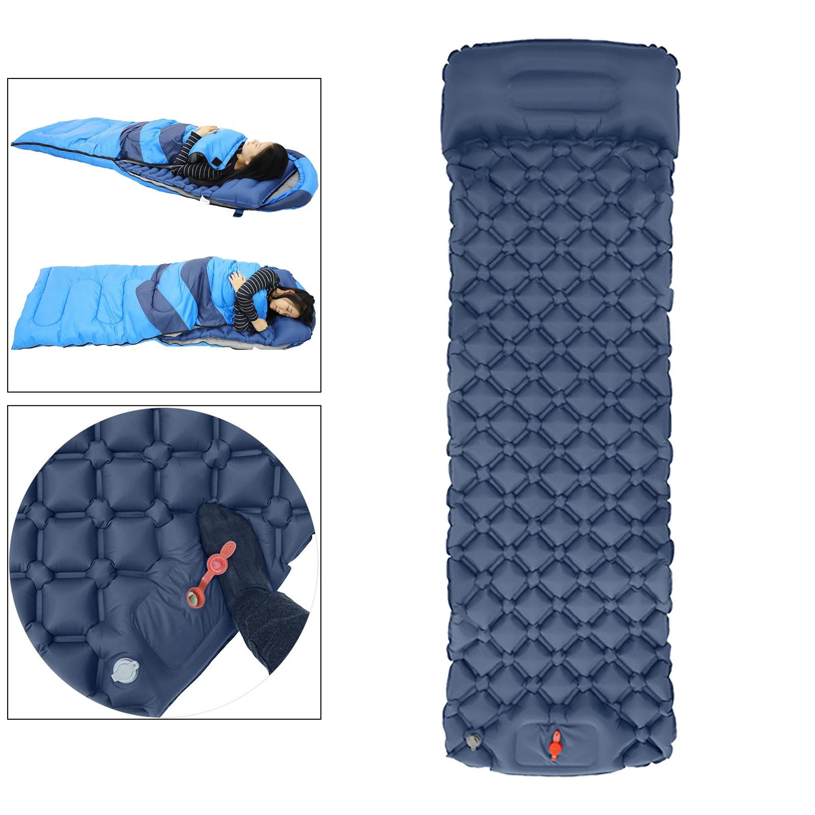 Inflatable Sleeping Mat Self Inflating Camping Pad Ultralight Water Comfortable Roll Mats with for Outdoor Camping Hiking Backpacking Navy Blue