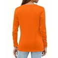 thumbnail image 3 of WTOBBY Stylish Women's Long Sleeve Pleated Top Casual Solid Color Round Neck Blouse Fashion Basic Design Comfortable Fit for Everyday Use Easy Care Fabric for Women,Orange 2XL, 3 of 4