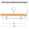 thumbnail image 2 of Perchas de madera AMKUFO para pantalones, 20 unidades, madera natural con clips, 35 cm, 2 of 7