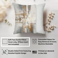 thumbnail image 2 of Ethan Taylor Abstract Throw Pillow Soft Cushion Cover 'Symphony Gold Paint Brush Strokes' Transitional Pattern Decorative Square Accent Pillow Case, 18x18 Inches, Gray, Beige, 2 of 5