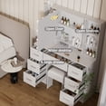 thumbnail image 4 of Caulitar Vanity Set Large Makeup Vanity Desk with Lighted Mirror Large Storage with 7-Drawers for Bedroom Women White, 4 of 11