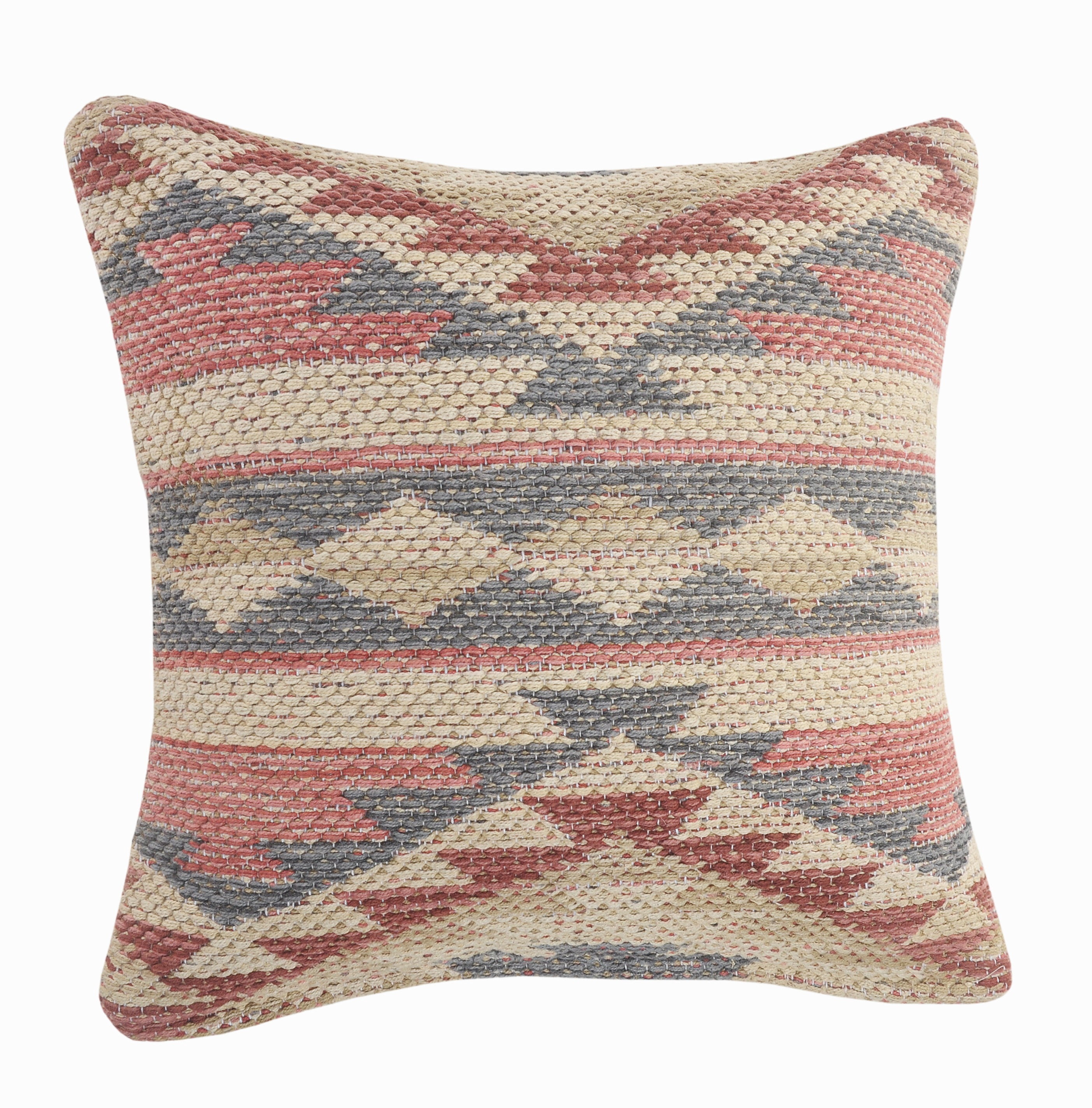 Harlow Hill Qasim Pink/Gray Tribal 18" x 18" Cotton Adult Decorative Feather Filled Pillow