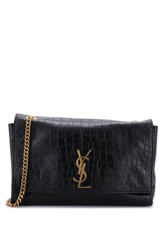 Pre-Owned Classic Monogram Reversible Shoulder Bag Crocodile Embossed Leather and Suede Medium By Rebag