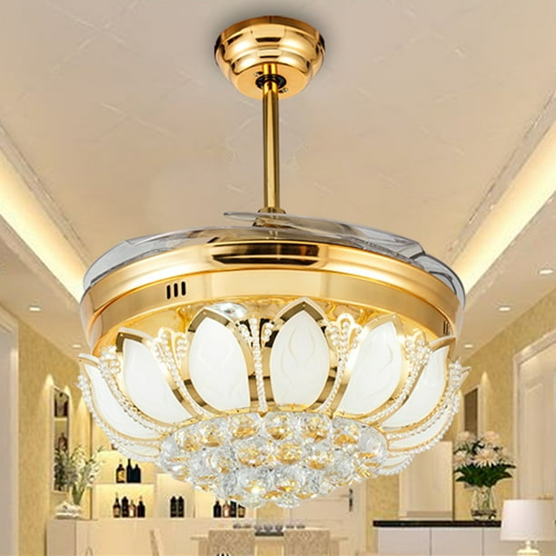 Indoor Chandelier Fan Retractable Bedroom Ceiling Fan Light LED Four