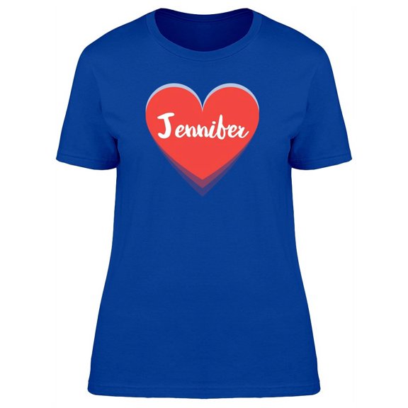 Jennifer On Red Heart T-Shirt Women -Image by Shutterstock, Female Large