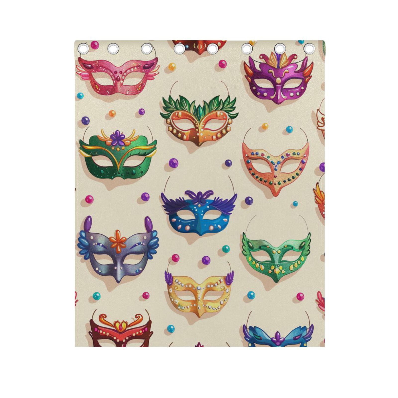 Carnival Masks Beads Blackout Curtain Panels 63x55in Drapes Privacy Assured for Living room Bedroom Bathroom 2 panels set