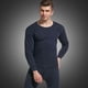 thumbnail image 4 of Ropa interior térmica de color sólido para hombre, cuello redondo, forro de terciopelo, ropa y pantalones de otoño engrosados, 4 of 6