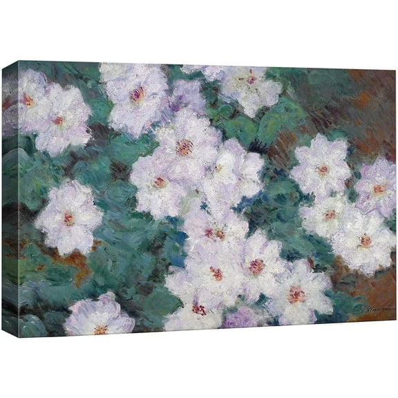 wall26 Canvas Print Wall Art White Clematis Flowers Claude Monet Nature Illustrations Fine Art Decorative Landscape Multicolor Wilderness Rustic for Living Room, Bedroom, Office - 12"x18"