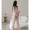 thumbnail image 3 of Cute Pajamas Cotton Cozy Women Long Sleeves Long Pants Button with Bra Padded Autumn Winter Nightshirts Kawaii Ladies Sleepwear, 3 of 4
