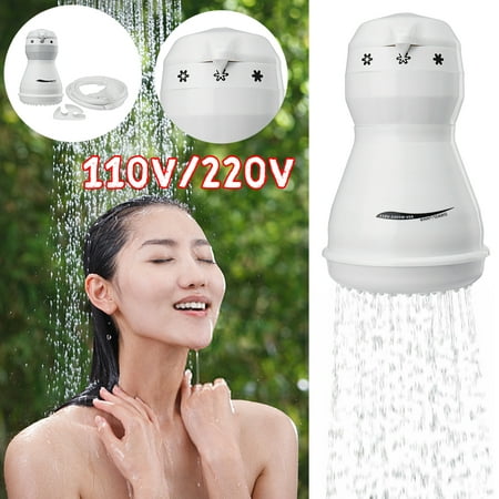 110V 5400W Electric Shower Head Instant Water Heater Hose Bracket for Home Water Bath Accessories - Rapidly Heating - High Power (Best Electric Instant Hot Water Heater)