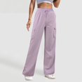 thumbnail image 2 of Pantalones termicos Gibobby mujer deportivos de secado rápido cintura alta pierna ancha informal otoño 2023 Morado S, 2 of 5