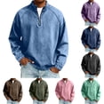 thumbnail image 2 of ZCFZJW Mens Quarter Zip Pullover Acid Wash Vintage Distressed Sweatshirt Raglan Sleeve Stand Collar Fashion Long Sleeve Athletic Tees Shirt Tops Dark Blue XXXL, 2 of 7