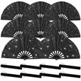 thumbnail image 1 of Abanico plegable ATTRACME negro con purpurina de 33 cm con fundas (paquete de 8), 1 of 6
