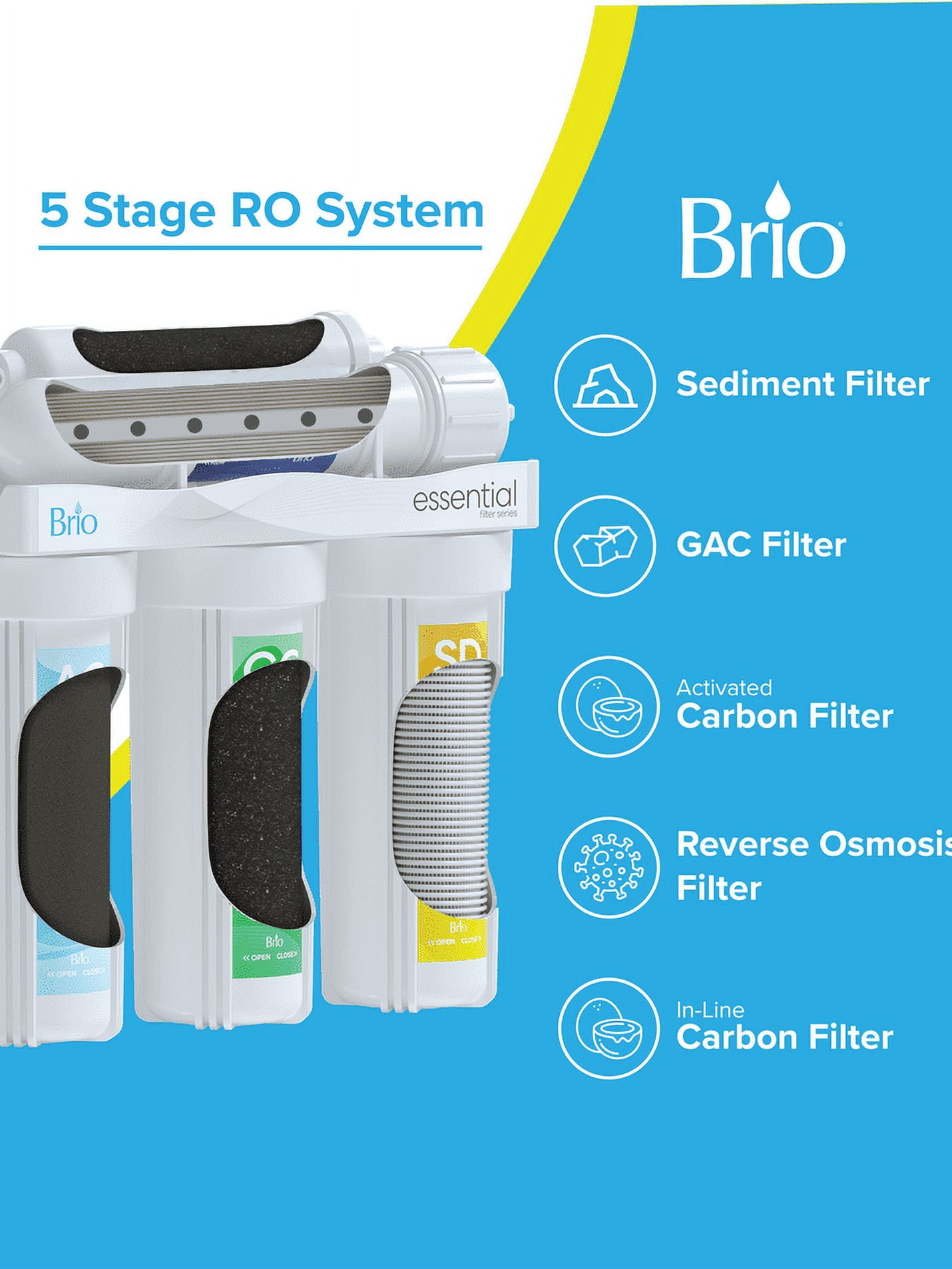 Brio Premium 50 Gpd 5-Stage Reverse Osmosis Drinking Water Filter System