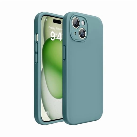 Eryueer Compatible with iPhone 15 Plus Case, [Soft Anti-Scratch Microfiber Lining], Liquid Silicone Case Gel Rubber Shockproof Drop Protection Phone Case for iPhone 15 Plus, Midnight Green