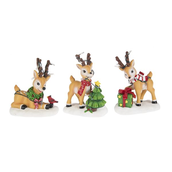 Ganz Light Up Christmas Lights Reindeer Set of 3 EX20850