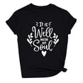 thumbnail image 1 of Gibobby Playera de Manga Corta con Cuello Redondo Mujeres manga corta O-cuello Casual Tops blusa camiseta(Negro,G), 1 of 3