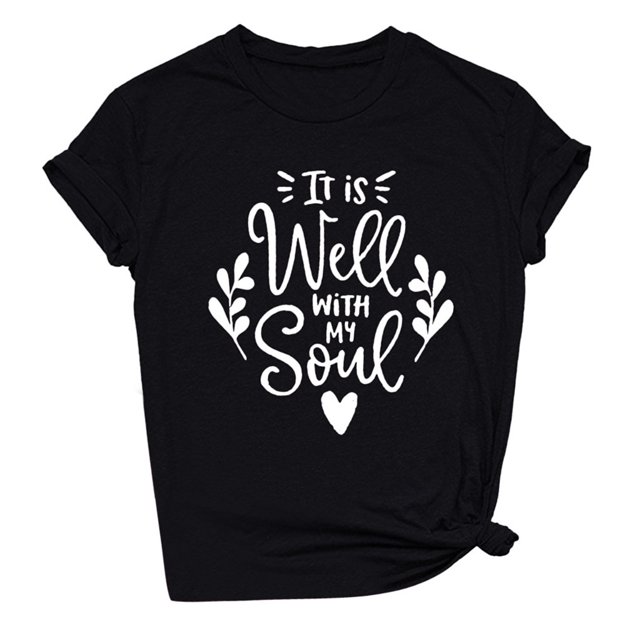 Gibobby Playera de Manga Corta con Cuello Redondo Mujeres manga corta O-cuello Casual Tops blusa camiseta(Negro,G)